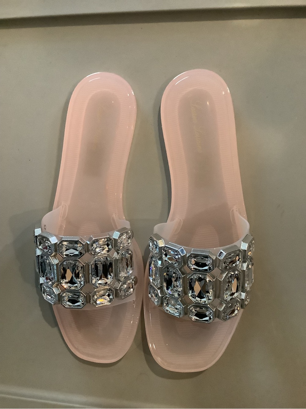 Lauren Lorraine Pink Jeweled Slide Sandals sz 11 Brand New